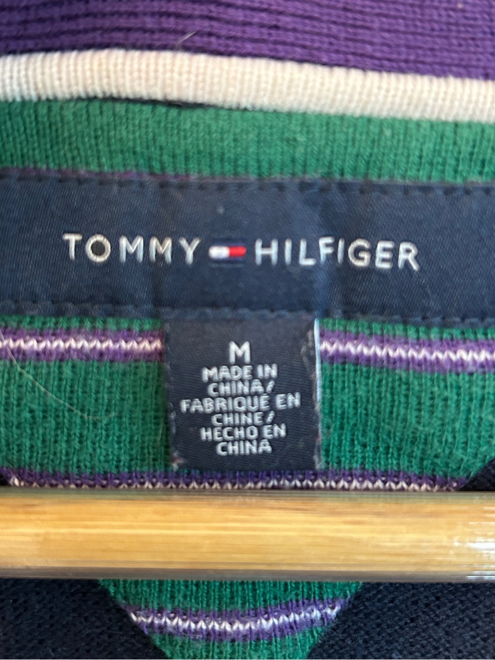 Tommy Hilfiger 100% Cotton Color Block (Purple, Green) Cardigan Sweater Men's M - Picture 2 of 5